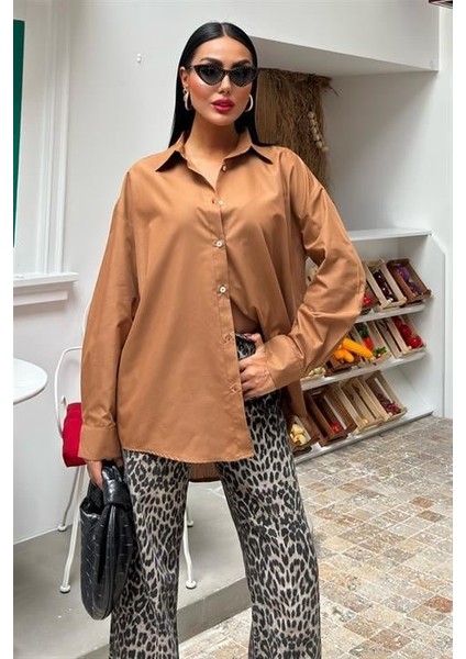 Klasik Oversize Poplin Gömlek 3421