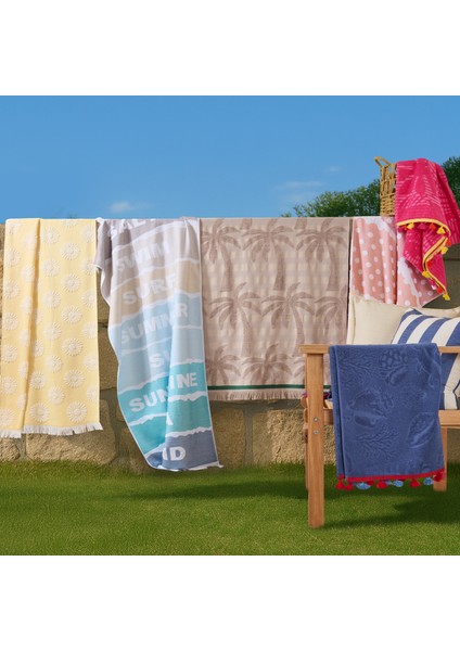 Soft Palme Plaj Havlusu - Pembe - 70X140 cm indirimleri