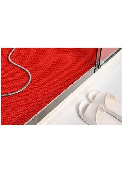 Kırmızı Banyo Duş Paspası, Kaymaz, Islak Zemin, 100x90 cm, Tek Parça indirimleri