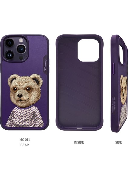 iPhone 15 Pro Max Uyumlu 3D Kıyafet Mor Ayıcık Detaylı Nakış İşlemeli Kabartmalı Fashion Pet Kılıf indirimleri