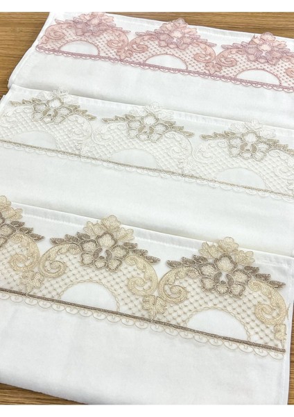 3'lü Kadife Yüz Havlusu Seti 50x90 cm Güpürlü Kutulu, Çeyizlik, Hediye