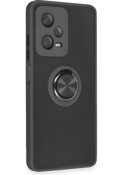 Xiaomi Redmi Note 12 5g Kılıf Montreal Yüzüklü Silikon Kapak - Siyah Inslm