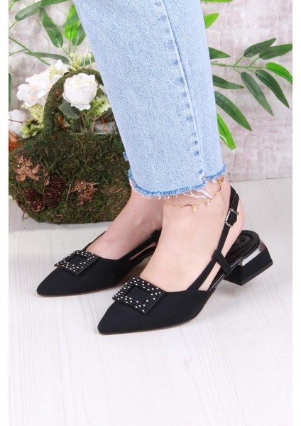 077-2058 Fls Saten Toka Detaylı Alçak Topuk Arkası Açık Önü Kapalı Kadın Ayakkabı fiyatları