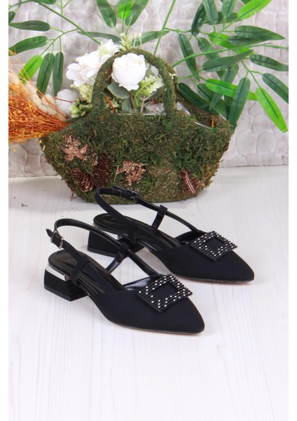077-2058 Fls Saten Toka Detaylı Alçak Topuk Arkası Açık Önü Kapalı Kadın Ayakkabı modelleri