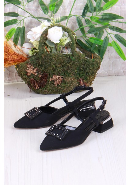 077-2058 Fls Saten Toka Detaylı Alçak Topuk Arkası Açık Önü Kapalı Kadın Ayakkabı fırsatları