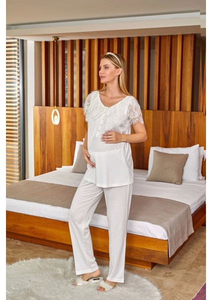 Dantel ve Taş Detay Lohusa Pijama Takımı fiyatları