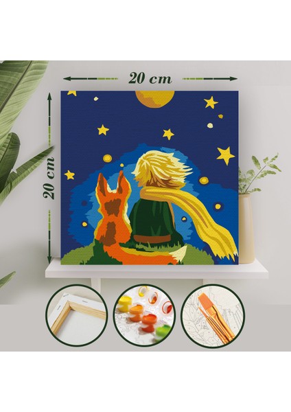 Sayılarla Boyama 20X20 Tuval Seti Fırça Boya Dahil Çıtaya Gerili - Küçük Prens