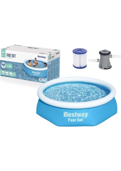 Şişme aile havuzu 244x61 cm, eğlence ve serinlik için mükemmel! Pompa dahil değil.