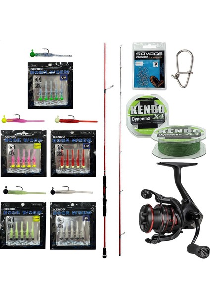 Yekoutdoor Hookworm Lrf Seti Okuma Red Spin 7'0'' 2.12 cm 1-12 gr 2 Parça&okuma Ceymar Hd CHD-1000A 7+1bb Olta Makinesi