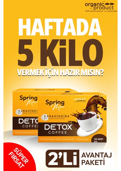 HAFTADA 5 KİLO VER! Zayıfla Detox Form Hindiba Kahve Zayıflama Diyet Ürünleri Kilo verme Tot Tutma Detoks 2 Kutu 40 Şaşe 2'li Set