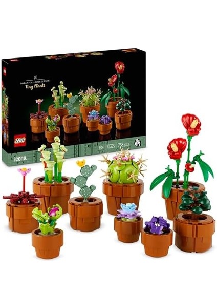 Icons Minik Bitkiler 10329 - Yetişkinler Için Dekoratif, Koleksiyonluk ve Sergilenebilir Yaratıcı Çiçek Model Yapım Seti (758 Parça)