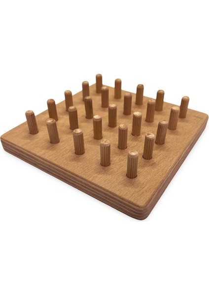 Ahşap Geoboard Öğrenme Seti, 15x15 cm, bej renk, 1+ parça, eğitici ve eğlenceli modelleri