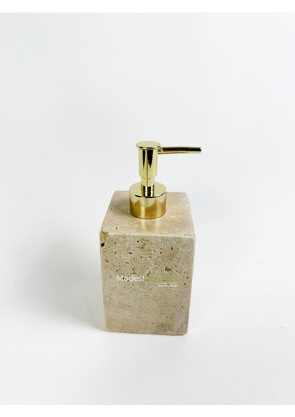 Doğal traverten kare sıvı sabunluk, gold bej şık ve şeffaf tasarım, mermer materyal modelleri