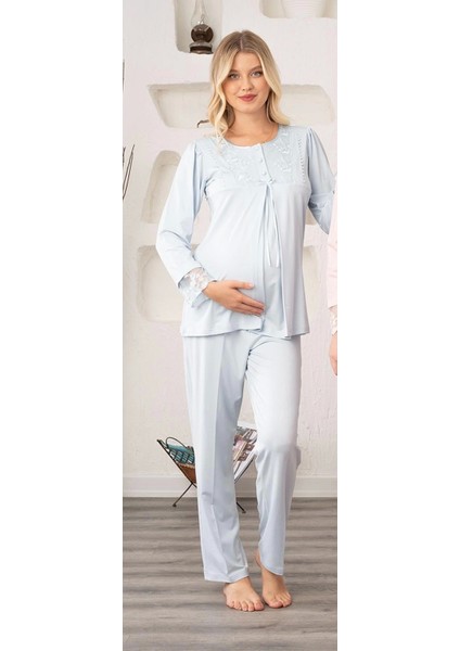 Bone Kadın Lohusa Viskon Klasik 'lü Pijama Takımı