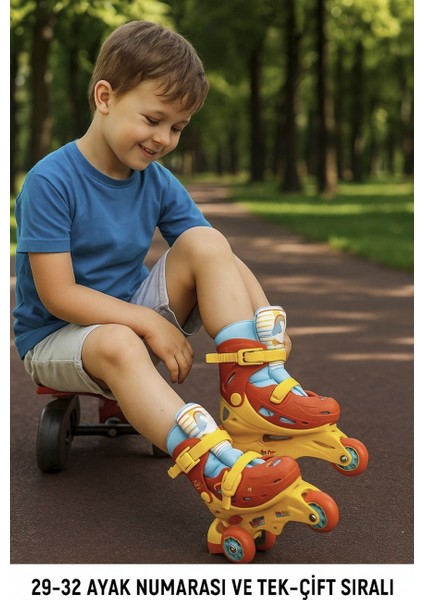 Paw Patrol Tek ve Çift Sıralı 3 Tekerlekli Paten - 29-32 Arası Ayak Numarası Için Uygundur