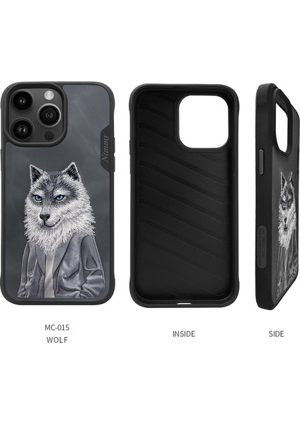 iPhone 15 Pro Max Uyumlu 3D Kıyafet Kurt Detaylı Nakış İşlemeli Kabartmalı Fashion Pet Kılıf fırsatları
