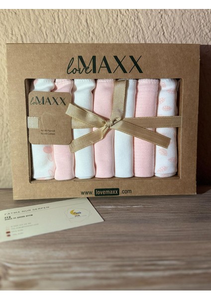 Organik Ağız Mendili 7'li–unisex Bebek Mendil-Pembe Yaprak Desen –Pamuk – Kraft Kutulu fırsatları