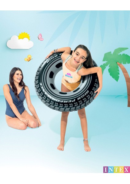 Dev lastik simit 91 cm, eğlenceli havuz ve deniz keyfi, siyah, 9+ yaş, TR