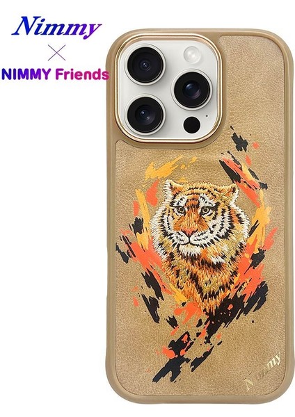 iPhone 16 Pro Max Uyumlu Magsafe Özellikli Gerçek Nakış Işlemeli Kaplan Desenli Dazzling Kılıf