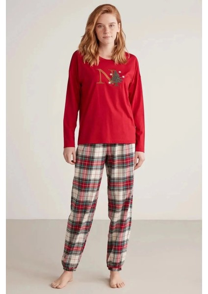 Kadın Uzun Kollu Ekoseli Pijama Takımı fiyatları