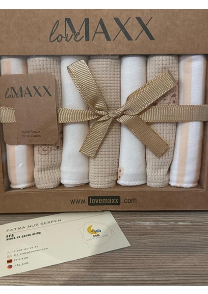 Organik Ağız Mendili 7'li–bebek Ağız Mendili-Bej Renkli –Organik