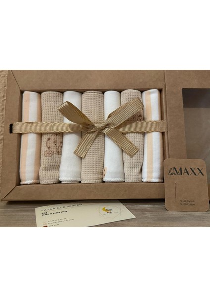 Organik Ağız Mendili 7'li–bebek Ağız Mendili-Bej Renkli –Organik indirimleri