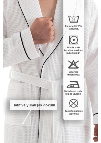 Yumuşak ve emici pamuk pike bornoz, tekil veya set halinde, ev kullanımı için ideal fırsatları