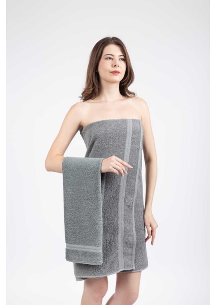 Yumuşak pamuklu 2'li banyo seti, konfor ve şıklık için ideal, antresit renk seçeneği