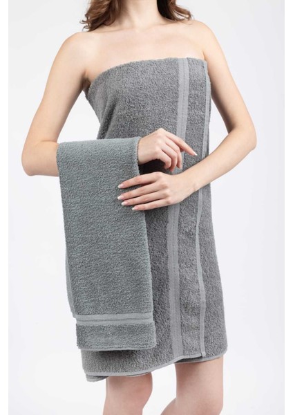 Yumuşak pamuklu 2'li banyo seti, konfor ve şıklık için ideal, antresit renk seçeneği indirimleri