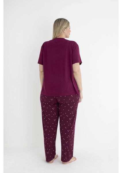 Kadın Battal Be Kalpli Kısa Kol Pijama Takımı