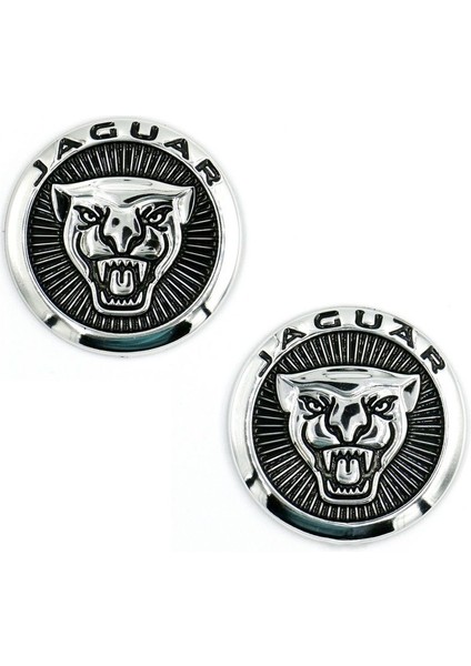 Etiketçilere Özel Ithal Arma Jaguar Tasarım Krom Yuvarlak Yapışkanlı Model 4 cm