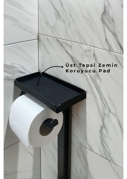 3'ü 1 Arada Banyo Seti - Metal Siyah Tuvalet Takımı