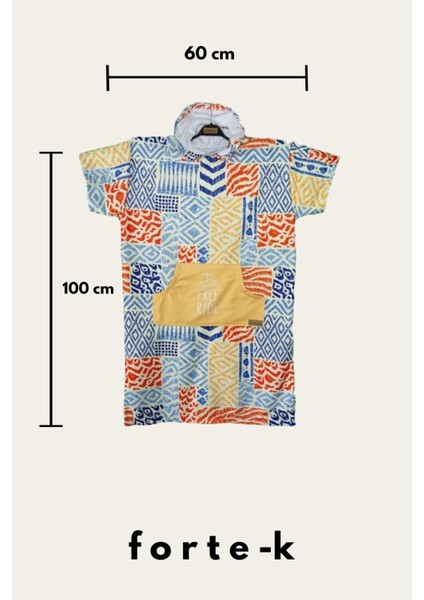 Yazlık kapşonlu bornoz ve plaj havlusu, pamuk, beyaz-mavi, tek parça