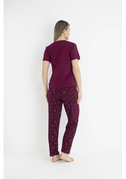 Kadın Milan Soft Kalpli Kısa Kol Pijama Takımı