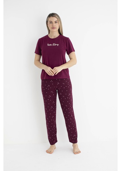 Kadın Milan Soft Kalpli Kısa Kol Pijama Takımı