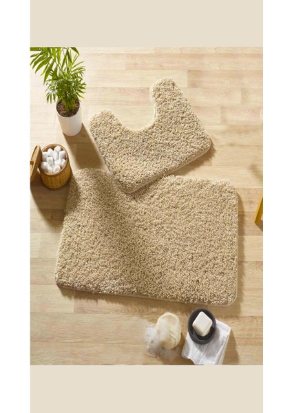 Kıvırcık shaggy banyo halısı seti, kaymaz taban, 2'li, 50x60 ve 60x100 ölçü