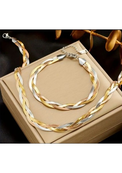 Kadınlar Için Vintage Boho Altın Kaplama Paslanmaz Çelik El Yapımı Takı Seti
