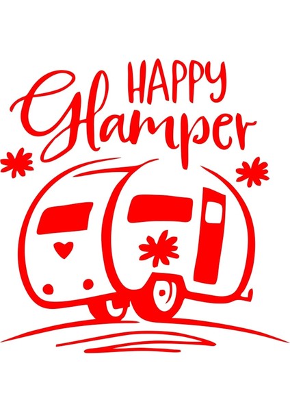 Happy Camper Sticker 17X17 cm Kırmızı