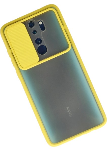 Xiaomi Redmi Note 8 Pro Kılıf Palm Buzlu Kamera Sürgülü Silikon - Sarı Inslm