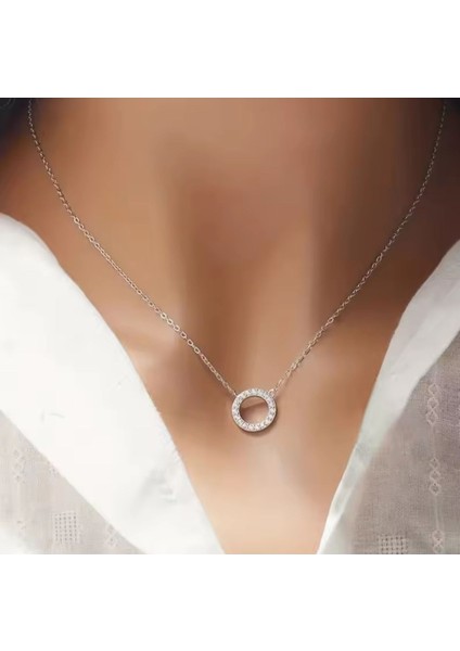 Kadınlar Için Zirkon Taşlı Silver Renk 2 Li Kolye Küpe Seti modelleri