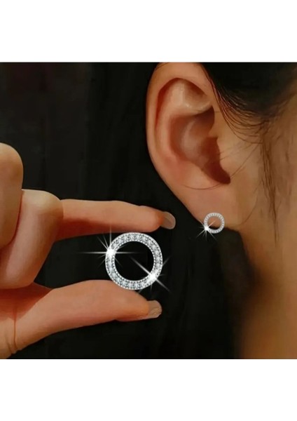 Kadınlar Için Zirkon Taşlı Silver Renk 2 Li Kolye Küpe Seti fırsatları