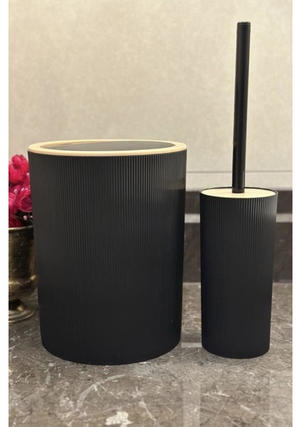Şık 4'lü Yuvarlak Siyah Banyo Seti, modern ve kullanışlı tasarım indirimleri