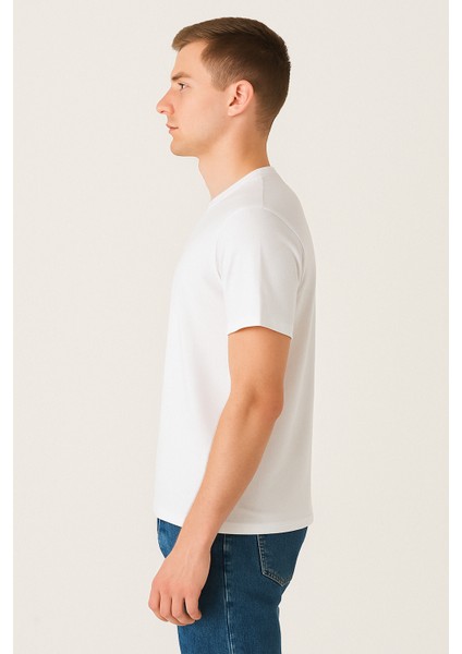 Pamuklu Bisiklet Yaka Erkek T-Shirt