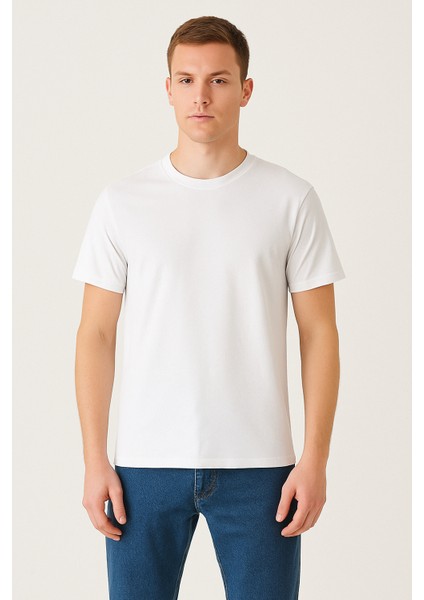Pamuklu Bisiklet Yaka Erkek T-Shirt modelleri