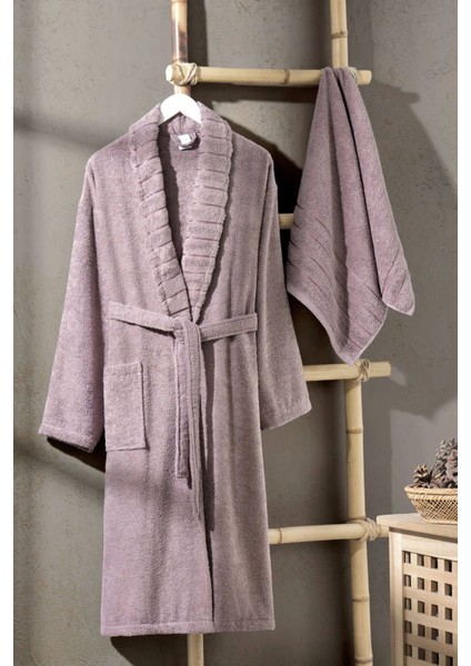 Yumuşak Şıklık Banyo Tek Kişilik Bornoz Takımı, %100 Pamuk, Mor, 2 Parça fiyatları