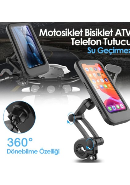 Gidon Bağlantılı Su Geçirmez Mıknatıslı Motorsiklet Telefon Tutucu