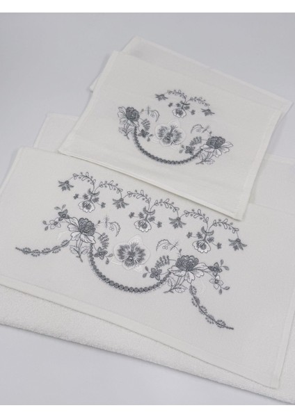 Kadife Nakışlı 6'lı Havlu Seti, Analı-Kızlı, 50x90 ve 30x50, şık ve kaliteli ürün fiyatları