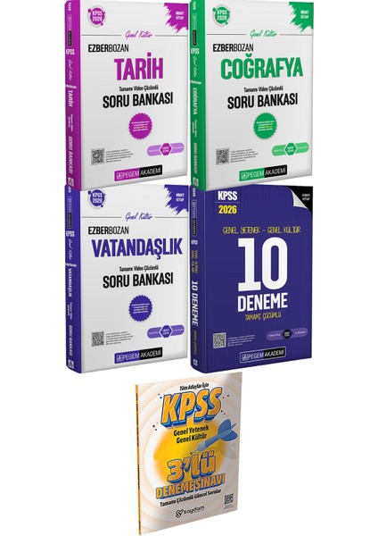 Ezberbozan Tarih Coğrafya Vatandaşlık Soru - 2026 Kpss Genel Yetenek Genel Kültür Tamamı Çözümlü 10 Deneme + 3 Deneme Hediye