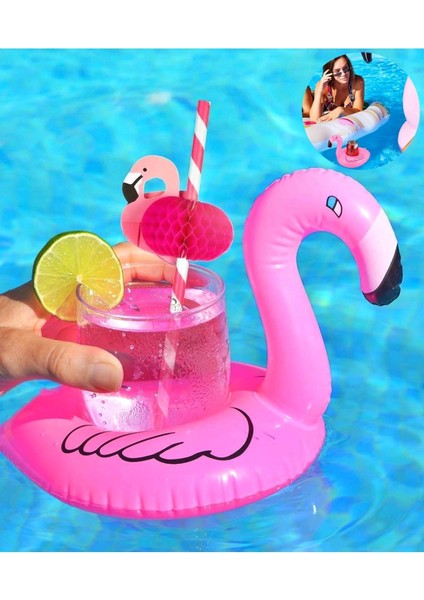 Flamingo Bardak Tutucu Şişme - Yüzen Içecek Tutacağı-Bardaklık-Deniz Bardak Tutma Şişme-Içecek Tutm