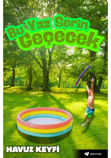 3 Boğumlu Sunset Havuz Sarı-Mavi-Pembe 114X25 cm Evde Bahçede Havuz fiyatları